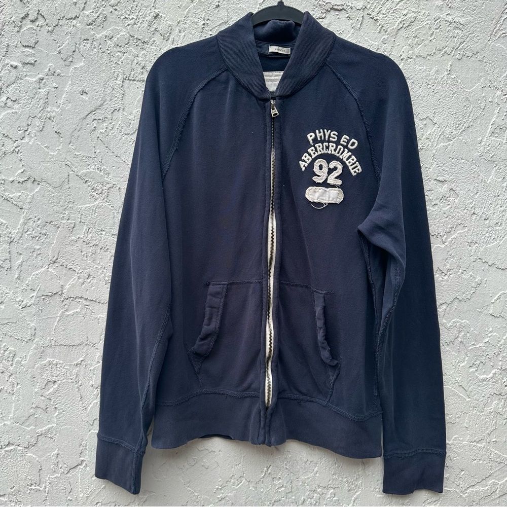 ABERCROMBIE Sweatshirt Men XL Muscle Full Zip Distressed Phys Ed 92 Y2K
